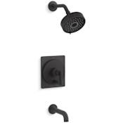 Kohler Castia by Studio McGee Tub and Shower Trim Package with Push Button Diverter and 2.5 GPM Single Function Shower Head with MasterClean Sprayface Matte Black