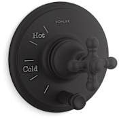 Kohler Artifacts Two Function Pressure Balanced Valve Trim Only with Single Cross Handle and Integrated Diverter - Less Rough In Matte Black