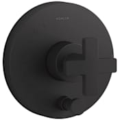 Kohler Composed Two Function Pressure Balanced Valve Trim Only with Single Cross Handle and Integrated Diverter - Less Rough In Matte Black