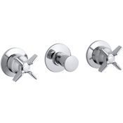 Kohler Triton Triple Handle Valve Trim Only with Metal Cross Handles Polished Chrome