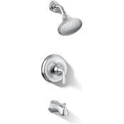 Kohler Forte Single Handle RiteTemp Tub and Shower Trim with Rain Shower Head Polished Chrome