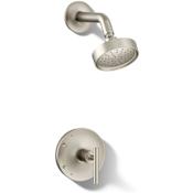 Kohler Purist Shower Only Trim Package with 1.75 GPM Single Function Shower Head with MasterClean and Rite-Temp Technologies Brushed Nickel