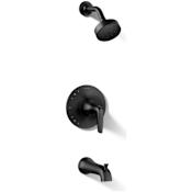 Kohler Tempered Tub and Shower Trim Package with 1.75 GPM Single Function Shower Head Matte Black