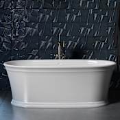 Kohler Memoirs 66" Freestanding Soaking Bathtub with Margaux Floor Mount Tub Filler and Center Drain White with Brushed Nickel