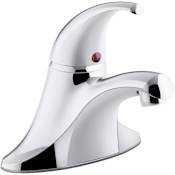 Kohler Coralais 0.5 GPM Single Handle Centerset Faucet with Plugged Lift Rod Hole and Pop Up Drain Assembly Polished Chrome