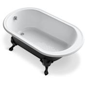 Kohler Iron Works Collection 66" Clawfoot Bath Tub with Black Exterior, Less Feet White