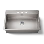 Kohler Vault 33" Single Basin Top-Mount/Under-Mount 18-Gauge Stainless Steel Kitchen Sink with SilentShield Stainless Steel