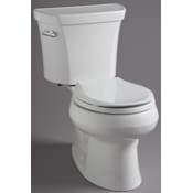 Kohler 1.28 GPF Two-Piece Round Toilet with 12" Rough In, Right Hand Trip Lever and Insuliner from the Wellworth Collection White