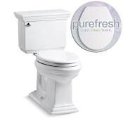 Kohler Memoirs Stately 1.6 GPF Comfort Height Two-Piece Elongated Toilet with AquaPiston Technology and Purefresh Odor Eliminating Toilet Seat Included White