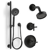 Kohler Purist Pressure Balanced Shower System with Shower Head, Hand Shower, Valve Trim, and Shower Arm Matte Black