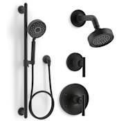 Kohler Purist Pressure Balanced Shower System with Shower Head, Hand Shower, Valve Trim, and Shower Arm Matte Black