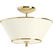 Kohler Lighting Parohn 16" Wide 2 Light Fabric Shade Semi-Flush Light Polished Brass