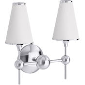 Kohler Lighting Parohn 15" Wide 2 Light Fabric Shade Wall Sconce Polished Chrome
