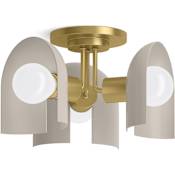 Kohler Lighting Jabot 3 Light 14" Wide Semi-Flush Ceiling Fixture Biscuit Satin Brushed Moderne Brass