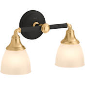 Kohler Lighting Devonshire 2 Light 15" Wide Bathroom Vanity Light Black / Brass