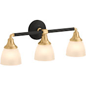 Kohler Lighting Devonshire 3 Light 23" Wide Bathroom Vanity Light Black Brass Trim