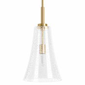 Kohler Lighting Simplice 10" Wide Mini Pendant with Seedy Glass Shade Brushed Moderne Brass