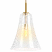 Kohler Lighting Simplice 14" Wide Pendant with Seedy Glass Shade Brushed Moderne Brass