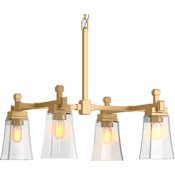 Kohler Lighting Riff 4 Light 31" Wide Chandelier Brushed Moderne Brass