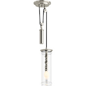 Kohler Lighting Damask 13" Tall Single Light Clear Glass Adjustable Pulley Pendant Polished Nickel
