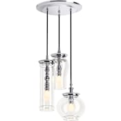 Kohler Lighting Damask 13" Tall 3 Light Clear Glass Pendant Cloud Polished Chrome