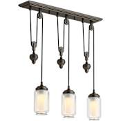 Kohler Lighting Artifacts 27" Wide 3 Light Adjustable Pulley Linear Chandelier Oil Rubbed Bronze