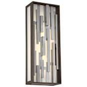 Kovacs Bars 17" Tall ADA Outdoor LED Wall Sconce with White Glass Bronze w/ Silver