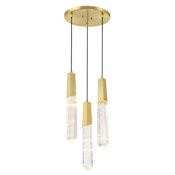 Kovacs Drifting Droplets 3 Light 12" Wide LED Crystal Multi Light Pendant with Rock Crystallite Brushed Brass