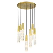 Kovacs Drifting Droplets 7 Light 20" Wide LED Crystal Multi Light Pendant with Rock Crystallite Brushed Brass