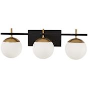 Kovacs Alluria 3 Light 24" Wide Bathroom Vanity Light with Etched Opal Glass Shades Weathered Black / Autumn Gold