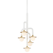 Kovacs Tubular 5 Light 12" Wide Abstract Chandelier with LED Bulbs Included Matte White / Honey Gold