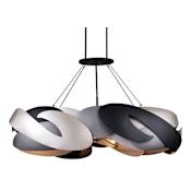 Kovacs Metalo Misto 6 Light 48" Wide LED Taper Candle Pendant Brass / Cola Grey / Matte Black
