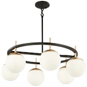Kovacs Alluria 6 Light 27" Wide Chandelier with Etched Opal Glass Shades Weathered Black / Autumn Gold