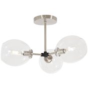 Kovacs 3 Light 28-1/2" Wide Semi-Flush Ceiling Fixture with Glass Shades from the Nexpo Collection Brushed Nickel / Black Accents