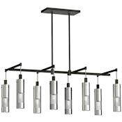Kovacs Grid 3 8 Light 36" Wide Linear Chandelier Coal / Brushed Nickel
