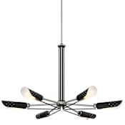 Kovacs Turbine 6 Light 34" Wide Chandelier Coal / Brushed Nickel