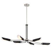 Kovacs Turbine 6 Light 44" Wide Chandelier Coal / Brushed Nickel