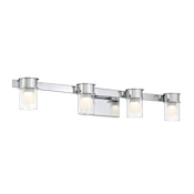 Kovacs Herald Square 4 Light 30" Wide LED Vanity Light with Frosted and Clear Glass Shades Chrome