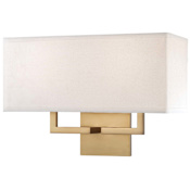 Kovacs 2 Light 16" Wide Wall Sconce in Honey Gold with Rectangle Shades from the On the Square Collection Honey Gold