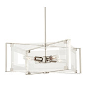 Kovacs Crystal Clear 4 Light 20" Wide Convertible Pendant / Semi-flush with Clear Acrylic Shades Polished Nickel