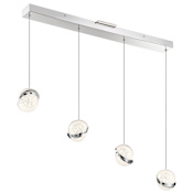 Kovacs Silver Slice 4 Light 4" Wide Integrated LED Crystal Linear Pendant with Acrylic Sand Crystal Shades Chrome