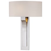 Kovacs 1 Light 16.75" Tall ADA Energy Efficient Wall Sconce with Cloth Shade from the On the Square Collection Polished Nickel