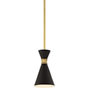 Kovacs Conic 1 Light 5-1/2" Wide Mini Pendant with Coal Steel Shade Honey Gold