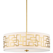 Kovacs Alecia's Necklace 24" Wide 4 Light Drum Pendant with White Fabric Shade Honey Gold