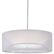 Kovacs Bridge 3 Light 25" Wide Drum Pendant with Translucent Silk Shade Chrome