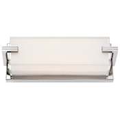 Kovacs Cubism 13" Wide Integrated LED ADA Bath Bar with Mitered White Glass Shade Chrome