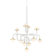 Kovacs Tubular 11 Light 29" Wide Abstract Chandelier with LED Bulbs Included Matte White / Honey Gold