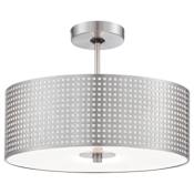 Kovacs  Grid 3 Light 16" Wide Drum Semi-Flush Ceiling Light with Steel Shade Brushed Nickel