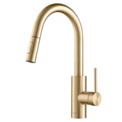 Kraus Oletto 1.75 GPM Single Hole Pull Down Kitchen Faucet Brushed Brass