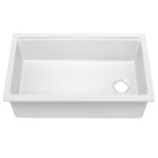 Kraus Turino 33" Dual Mount Single Basin Fireclay Kitchen Sink with Cutting Board, Colander and Drain Assembly Gloss White